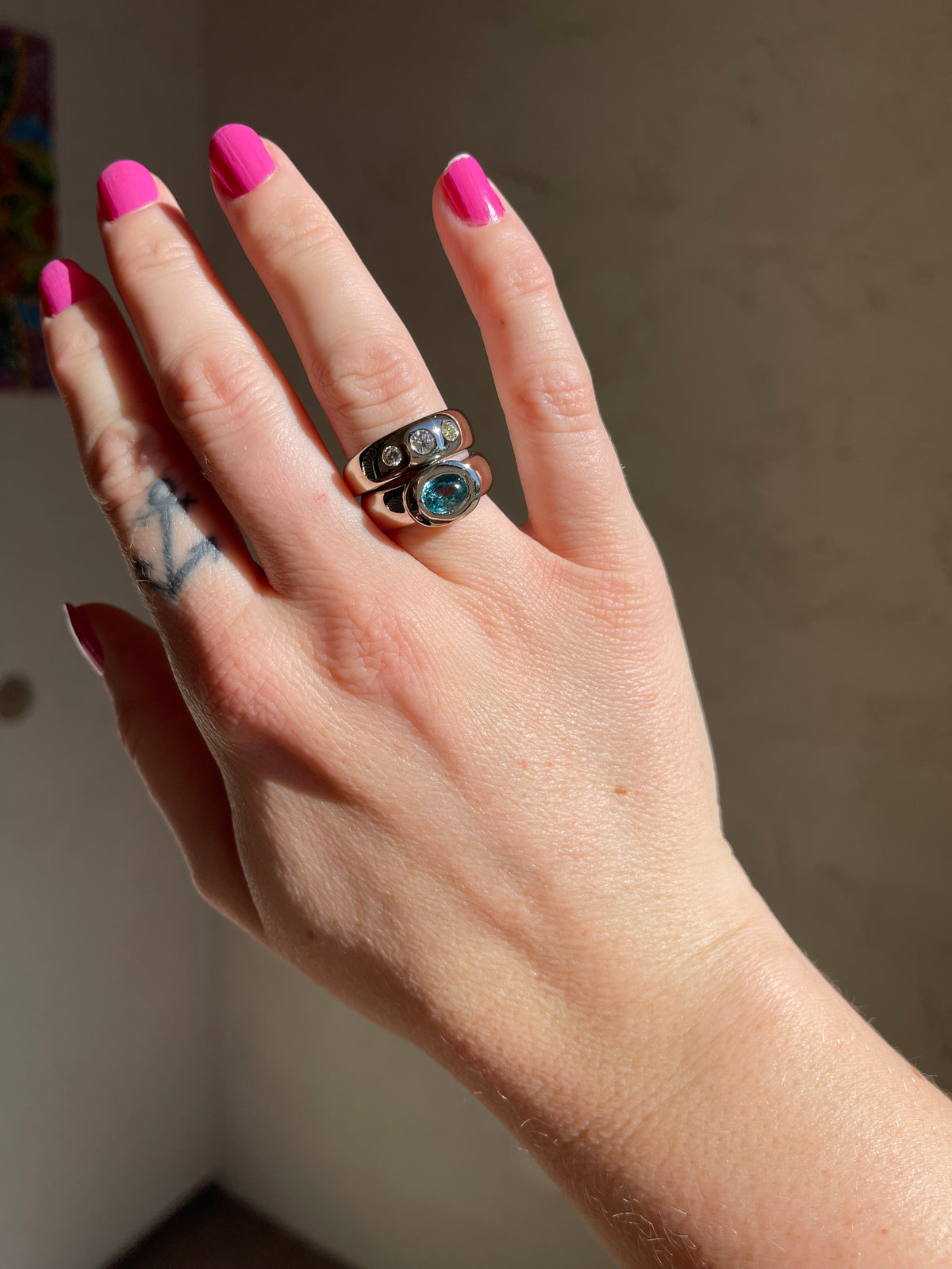 Blue Zircon Signet Ring