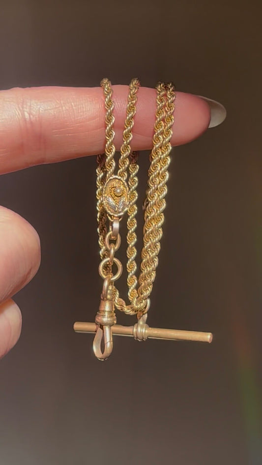 Victorian Watch Chain with Pearl Slider