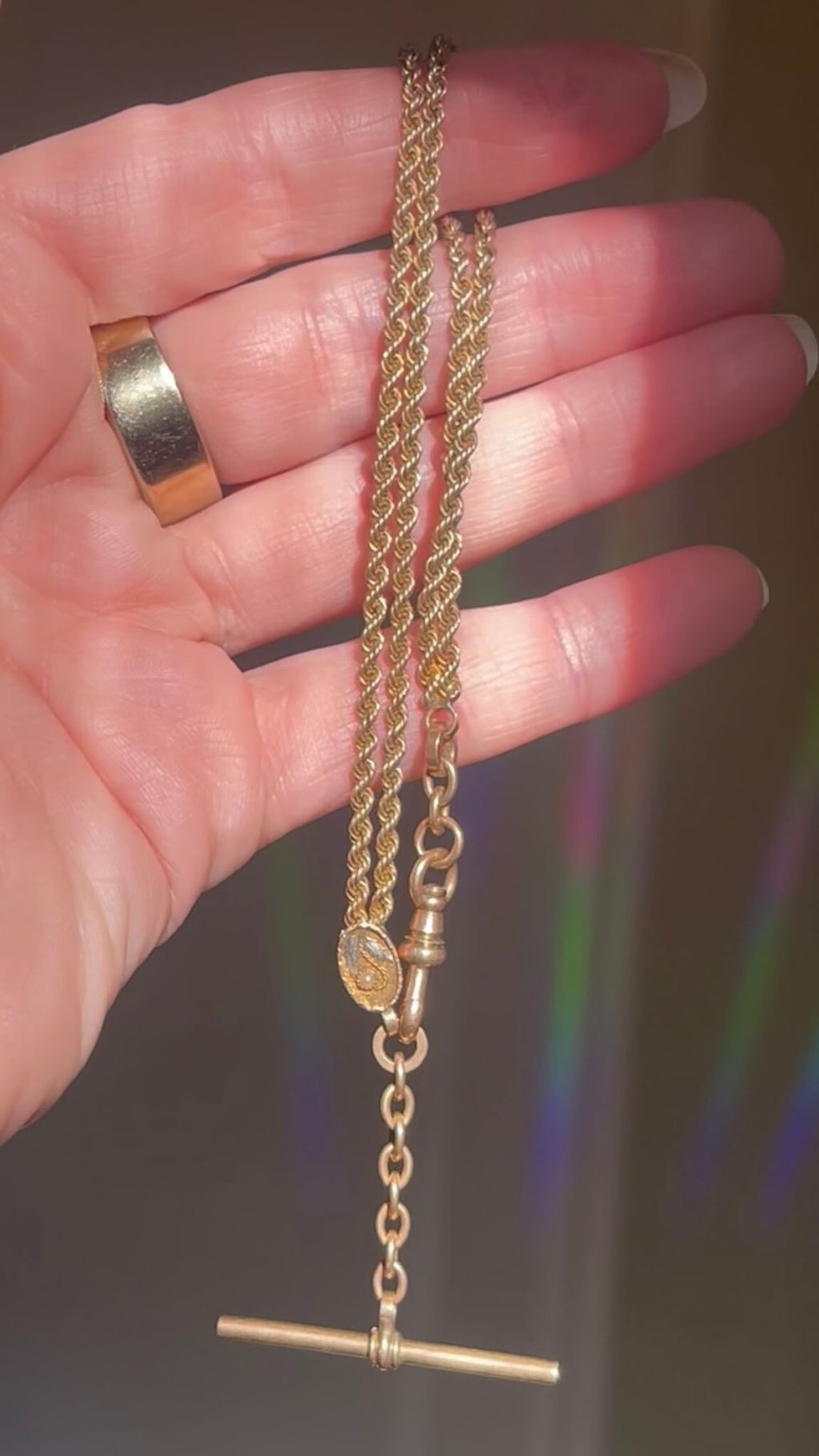Victorian Watch Chain with Pearl Slider