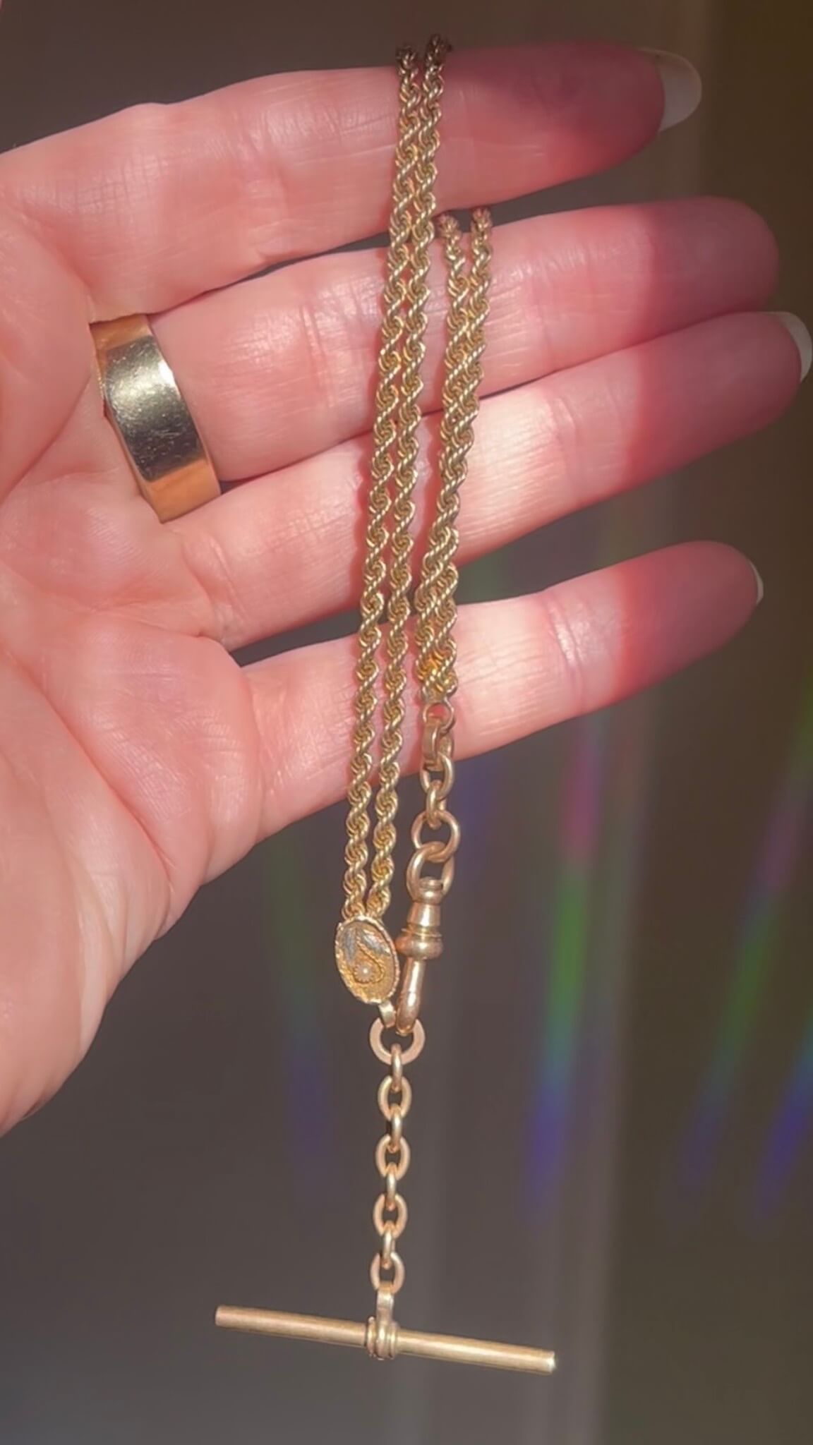 Victorian Watch Chain with Pearl Slider