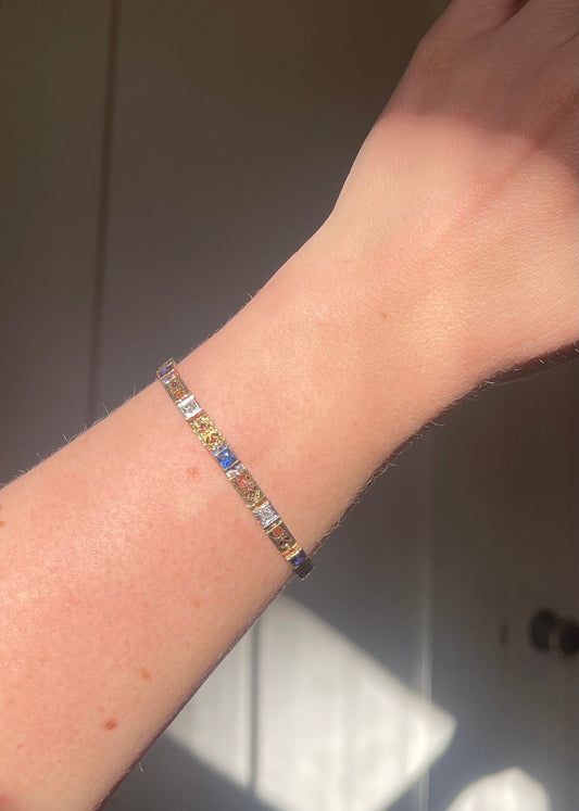 Art Deco Old European Cut Diamond and Sapphire Bracelet