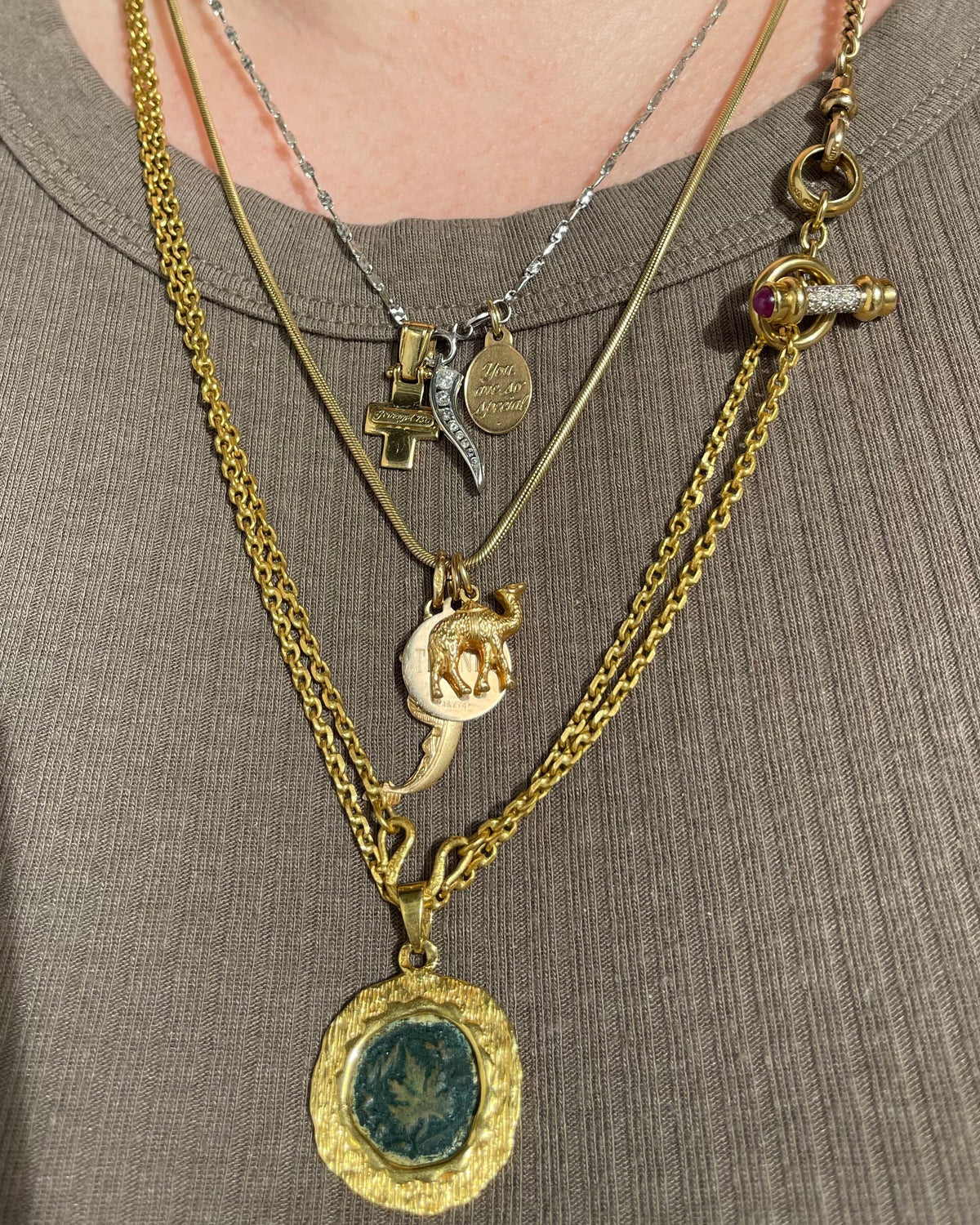 Styled necklaces, charms and connectors.
