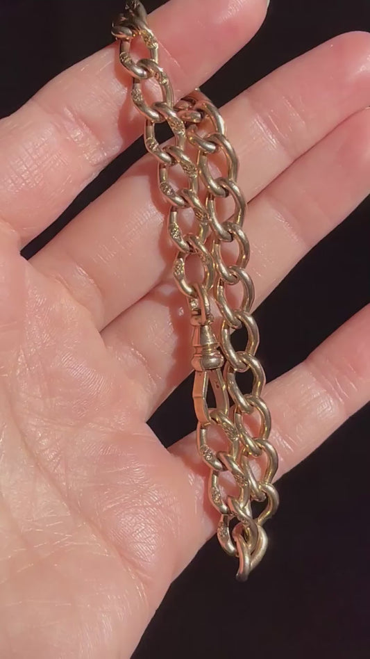 Antique Curb Bracelet with Dog Clip