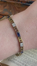 Art Deco Old European Cut Diamond and Sapphire Bracelet