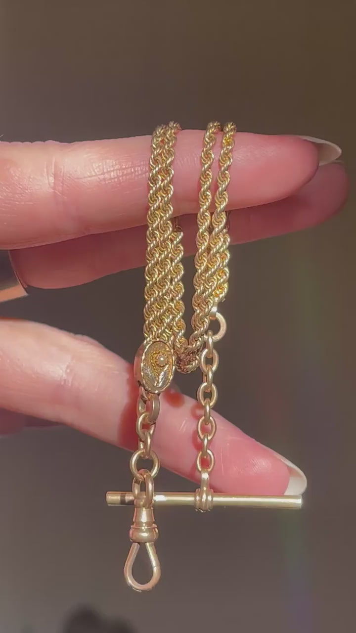 Victorian Watch Chain with Pearl Slider